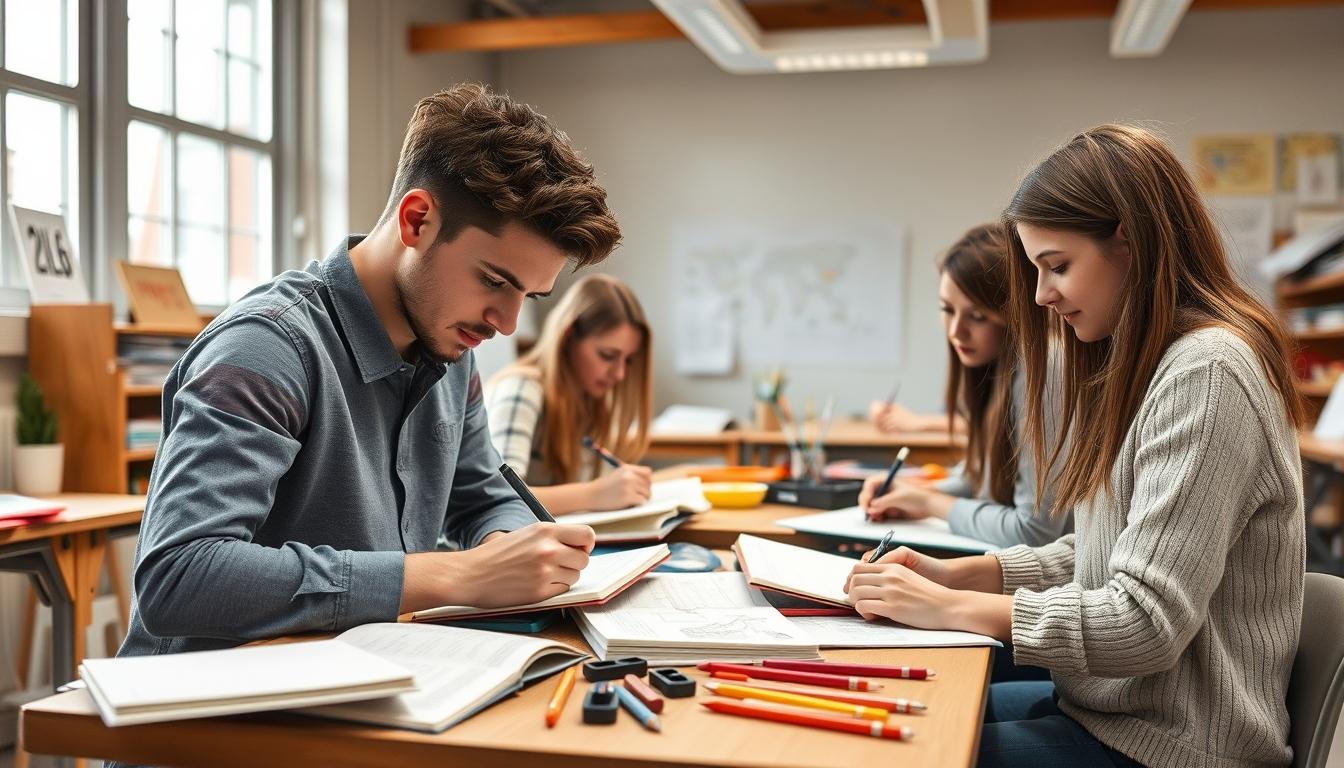 Students collaborating in study space